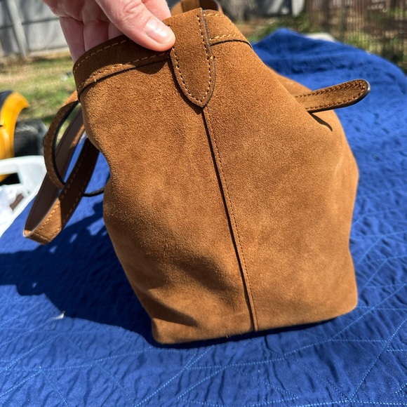 Gramercy Tote Bag in Warm Brown Suede - Picture 10 of 12